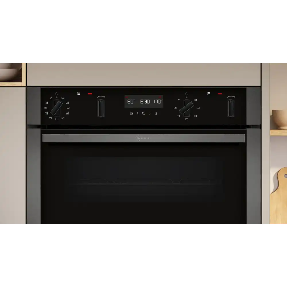 Neff N 50 Built In Double Oven with Dual Clean and CircoTherm - Graphite Grey | U2ACH7AG7B