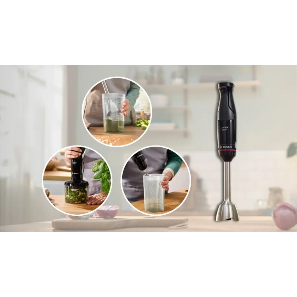 Ex-Display Bosch Series 4 Ergomaster 2 in 1 1000W Hand Blender with Chopper - Black | MSM4B621GB