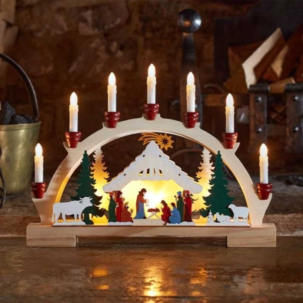 Three Kings InLit 7 Light Wooden LED Nativity Candle Bridge | 2590071