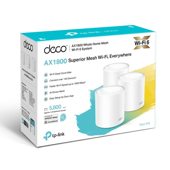 TP-Link Deco X20 AX1800 Whole Home Mesh WiFi System 3 Pack | AX1800