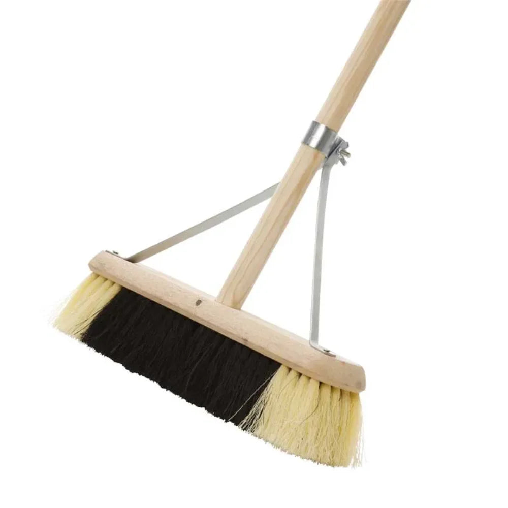Dosco Broom Handled & Stays 18 Inch Sweeping Brush - Black and White | 30023