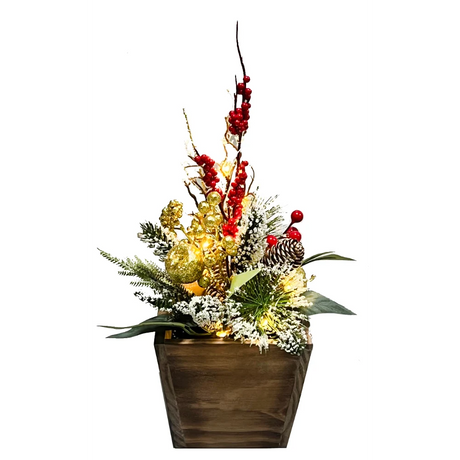 WGP Table Centre Piece Wooden with Christmas Foliage | 3031