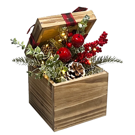 WGP Wooden Giftbox with LED Tied Red and Black Ribbon | 3032