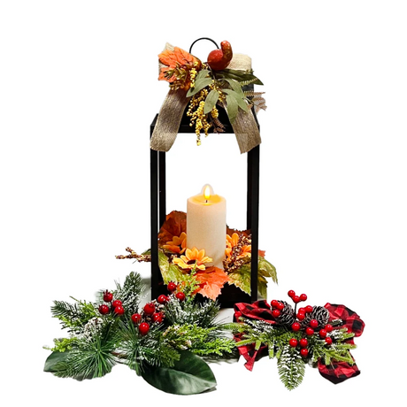 WGP Metal Lantern 46cm with Dome Roof and Metal Handle - Autumn / Christmas | 3036