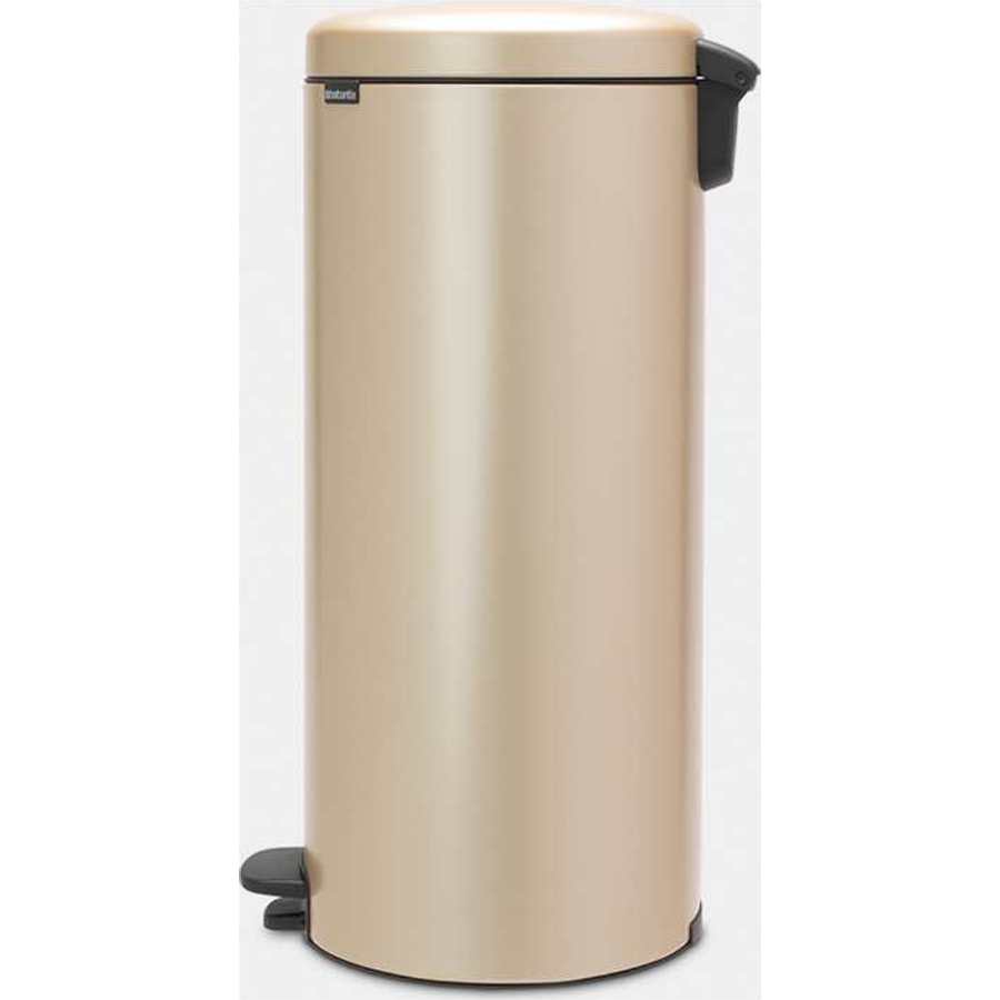 Brabantia 30 litre New Icon pedal bin in champagne with black foot pedal and handle