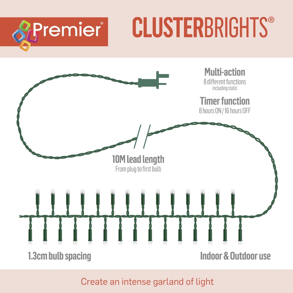Premier 5000 Multi-Action LED Cluster Christmas Lights - Multi-Coloured | LV232605M