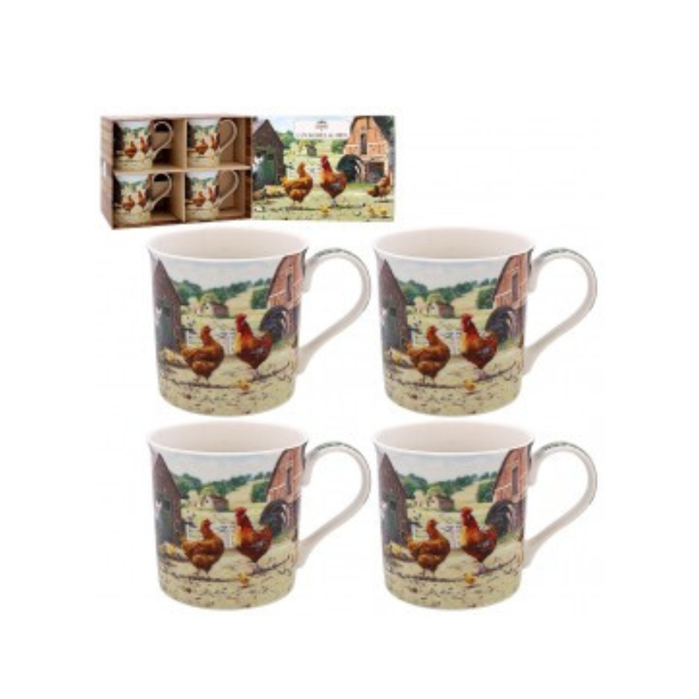 Dunlevy 4 Piece Mug Set - Cockerel and Hen | PG5944
