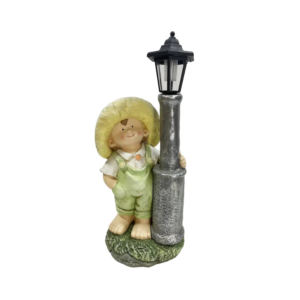 WGP Boy Leaning on Street Light Solar Light | G0351
