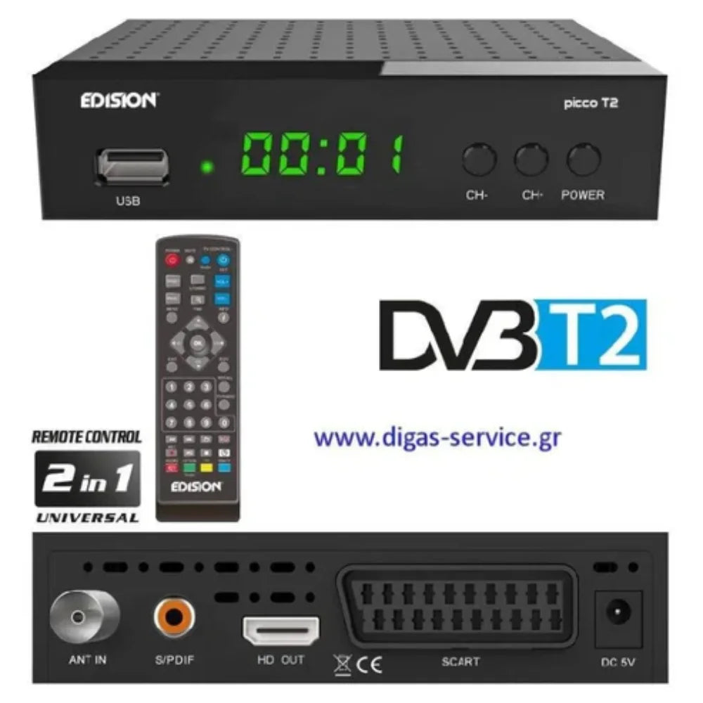 Edision Picco T2 DVB-T2 TV Saorview Box | Q14E01070021ED