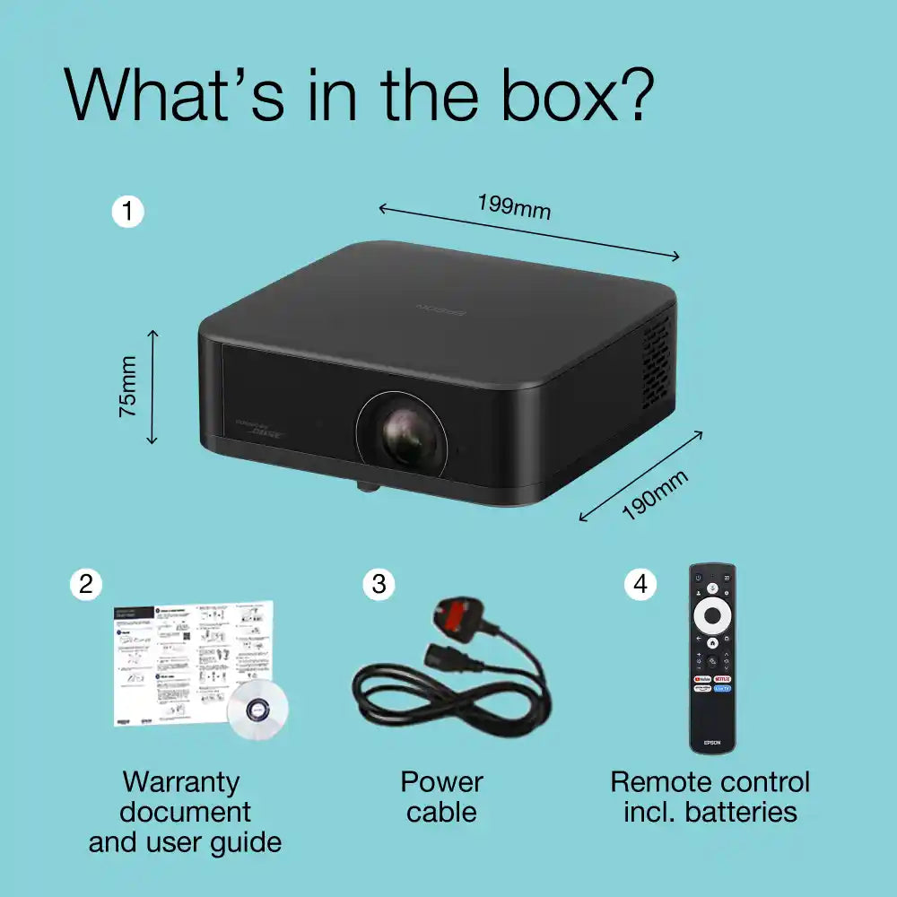 Epson Lifestudio Pop Plus EF-62B 4K PRO UHD Smart Projector - Black | V11HB73140