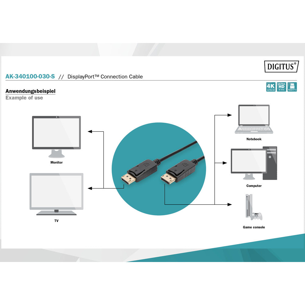 Digitus Display Port Cable Display Port Plug to Plug