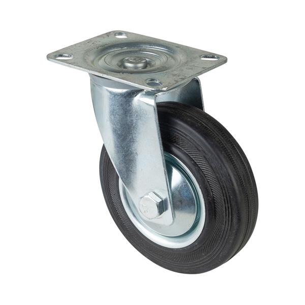 DS Transport Castor Wheel 125mm Swivel 100kg Rubber - Black | CAS138