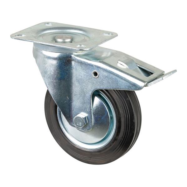 DS Transport Castor Wheel 160mm Brake 135kg Rubber - Black | CAS146