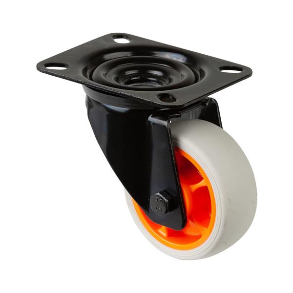 DS Transport Castor Wheel 80mm Swivel 100kg - Black / Orange | CAS118