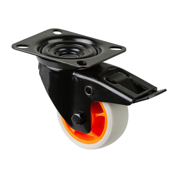 DS Transport Castor 80mm Brake | 100kg Black & Orange