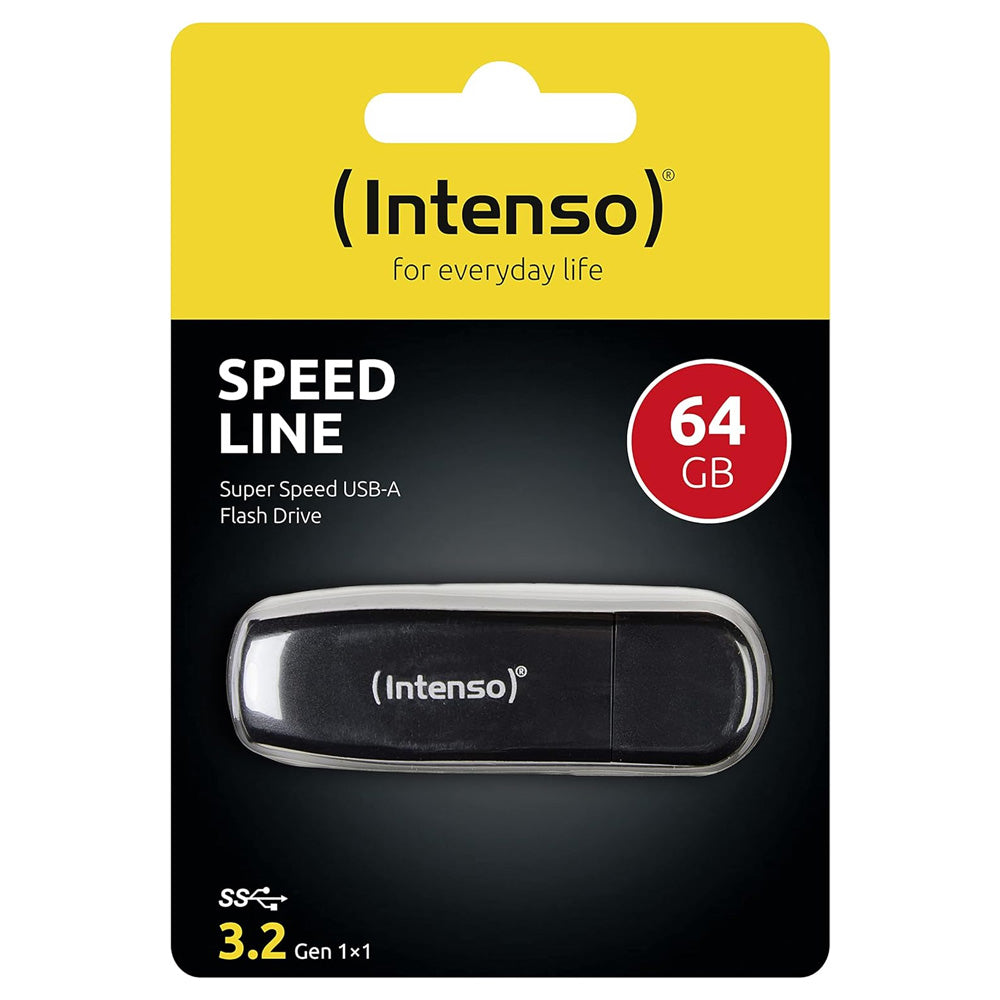 Intenso Speed Line 64GB USB 3.0 Memory Stick Drive - Black | 3533490