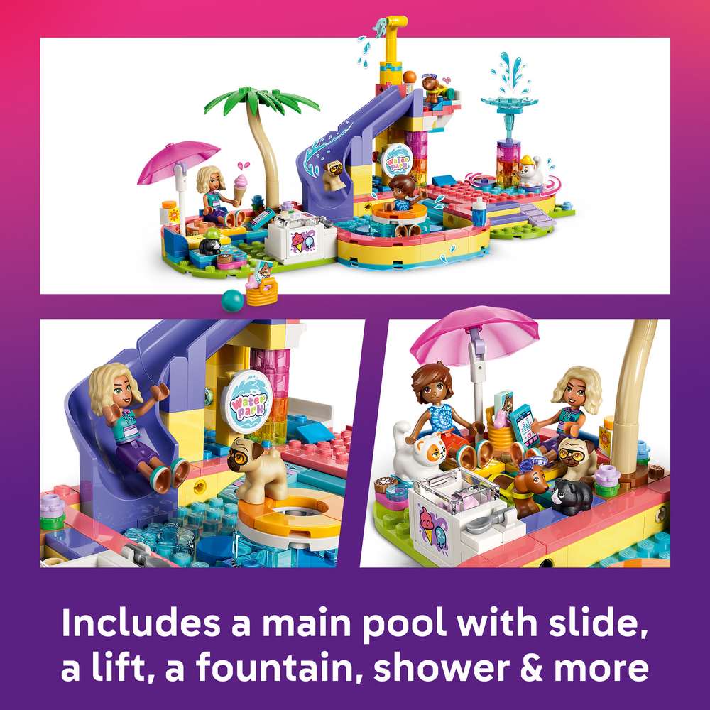 LEGO Friends Fun Water Park Day 42676 - captioned product view. 278 pieces. Ages 6+.