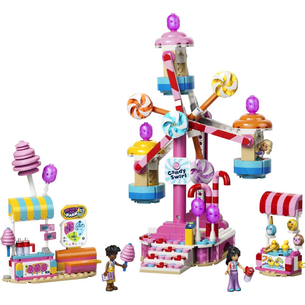 LEGO Friends Candy & Cupcake Ferris Wheel 42700 - the fully built model on a plain background. 602 pieces. Ages 7+.