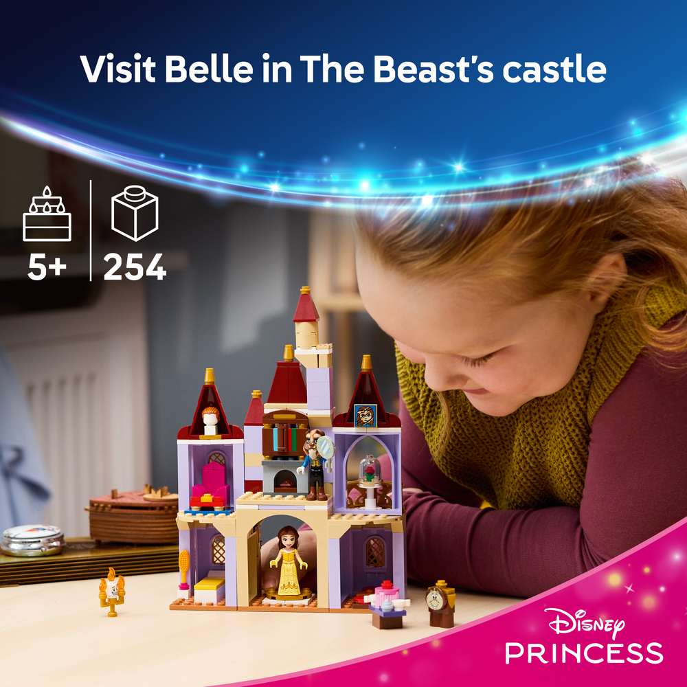 LEGO Disney Princess Belle & the Beast's Enchanted Castle 43289 - captioned product view. 254 pieces. Ages 5+.