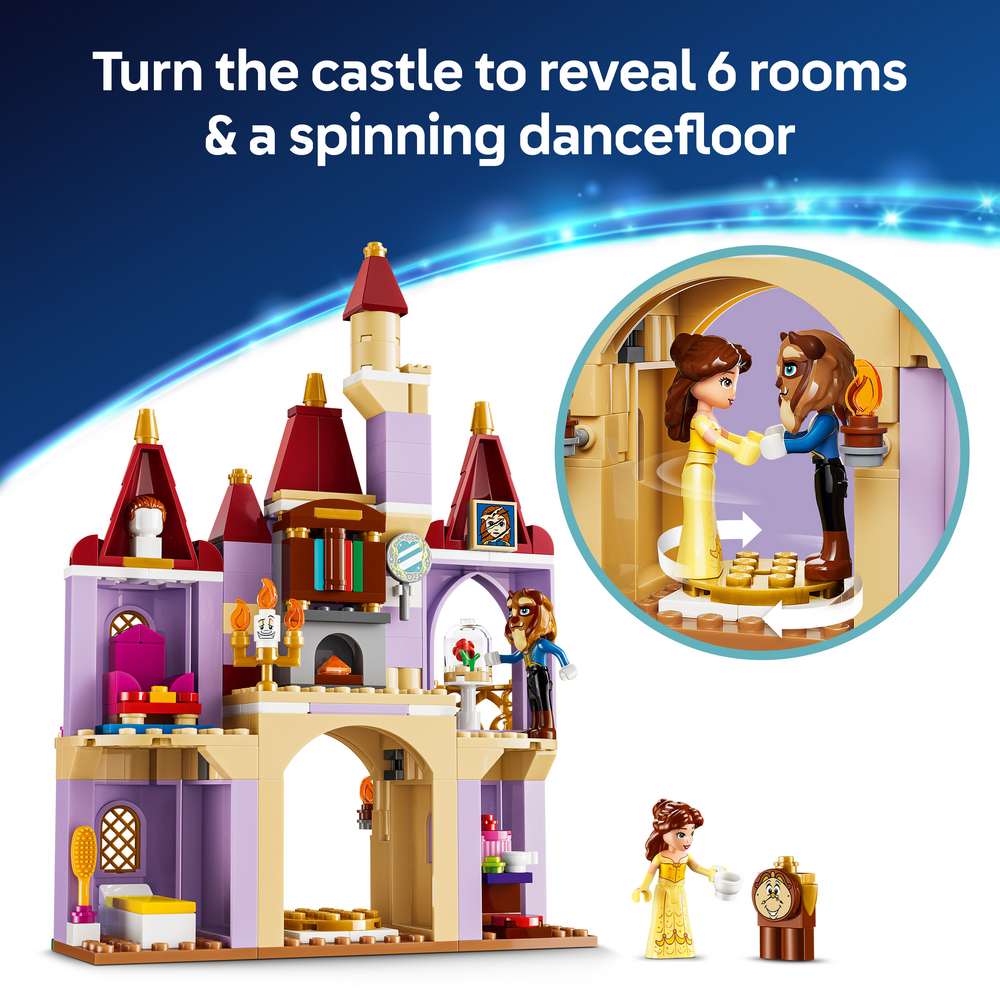LEGO Disney Princess Belle & the Beast's Enchanted Castle 43289 - captioned product view. 254 pieces. Ages 5+.