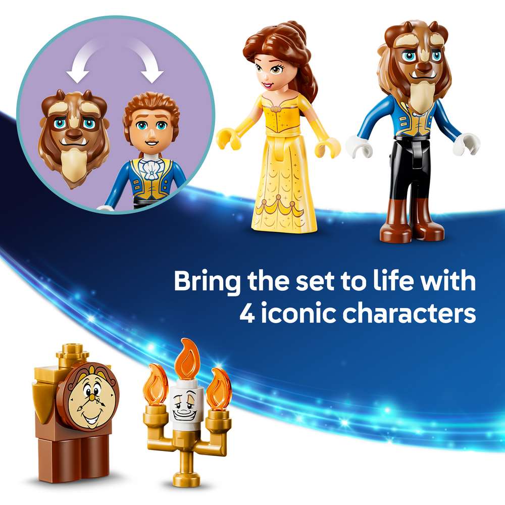 LEGO Disney Princess Belle & the Beast's Enchanted Castle 43289 - captioned product view. 254 pieces. Ages 5+.