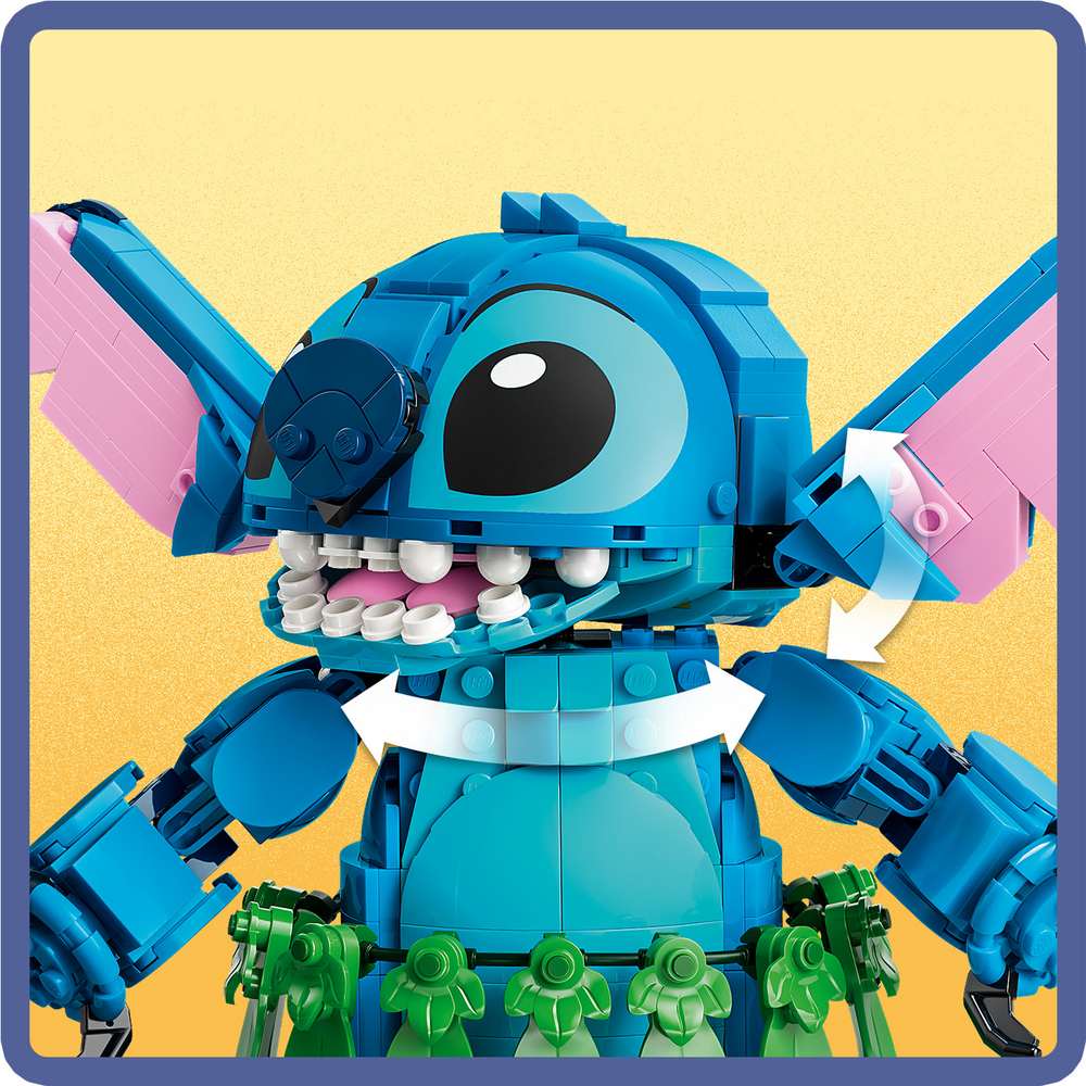 LEGO Disney Classic Stitch & Scrump 43296 - close-up detail of the finished build. 713 pieces. Ages 9+.
