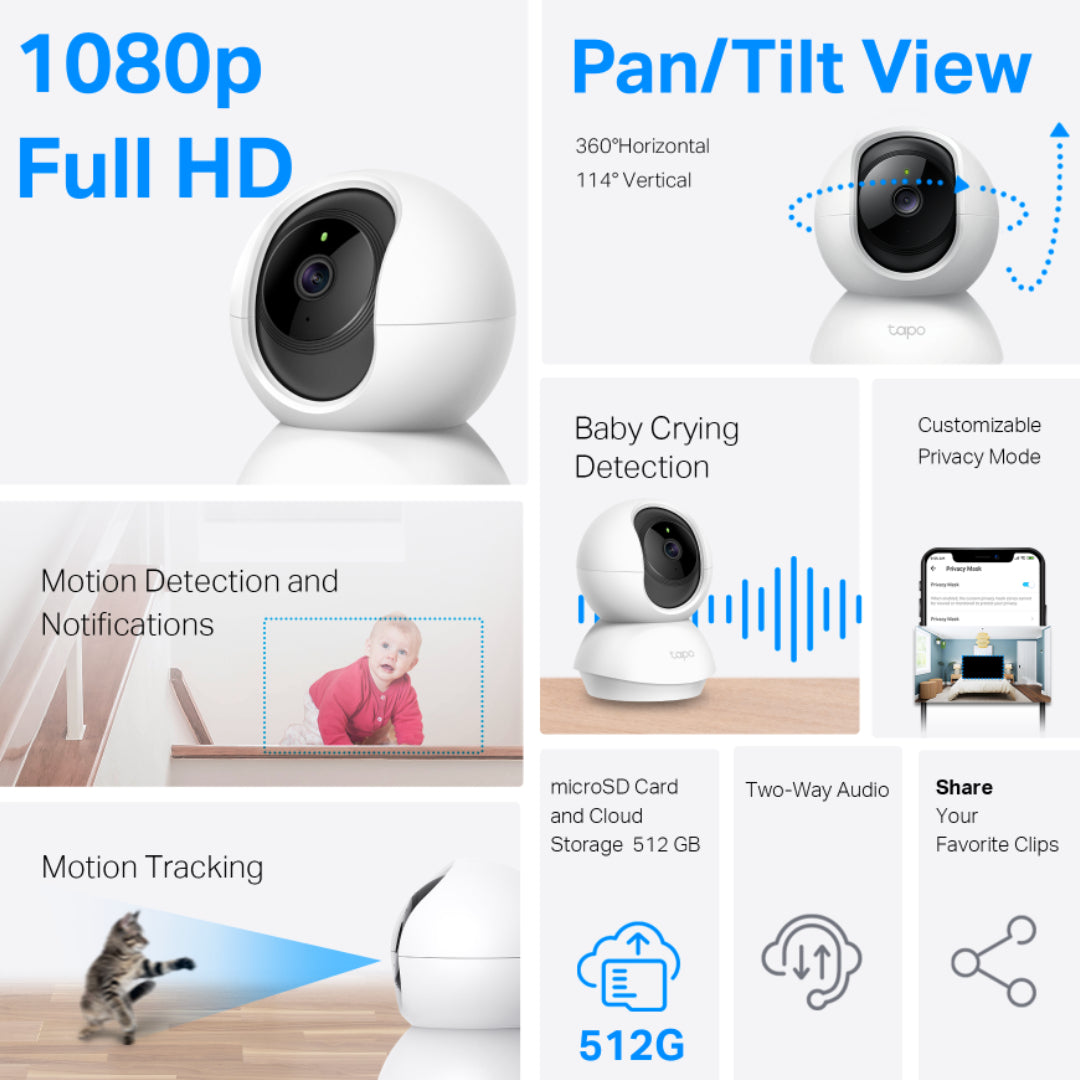 TP-Link Tapo C200P2 Pan and Tilt Home Security WiFi Camera | TAPOC200P2