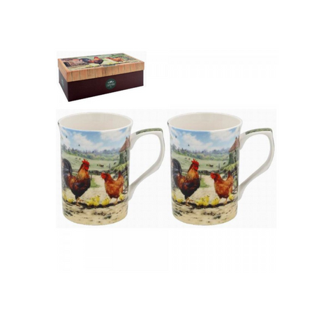 Dunlevy 2 Piece Mug Set - Cockerel and Hen | PG4161