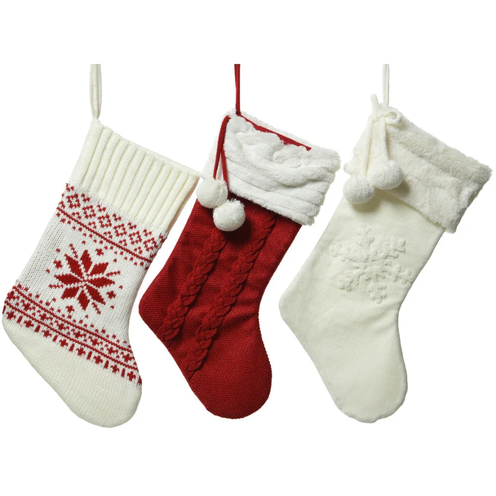 Kaemingk Single Christmas Stockings with Pom Poms Assorted | 9947534