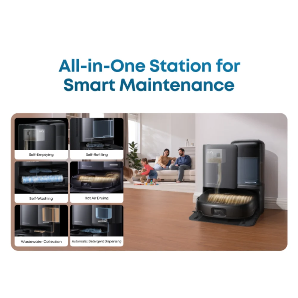 Eufy Omni E25 Robot Vac Vacuum Cleaner and Mop with Self Empty Station - Black | T2353V11