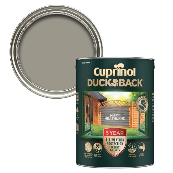 Cuprinol Ducksback Shed & Fence Paint 5 Litre - Misty Heathland | 5701411
