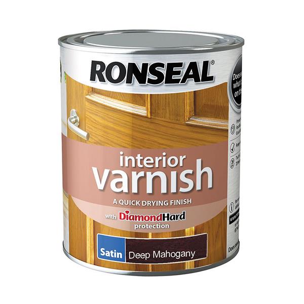 Ronseal Quick Dry Satin Varnish 750ml - Mahogany | Wood