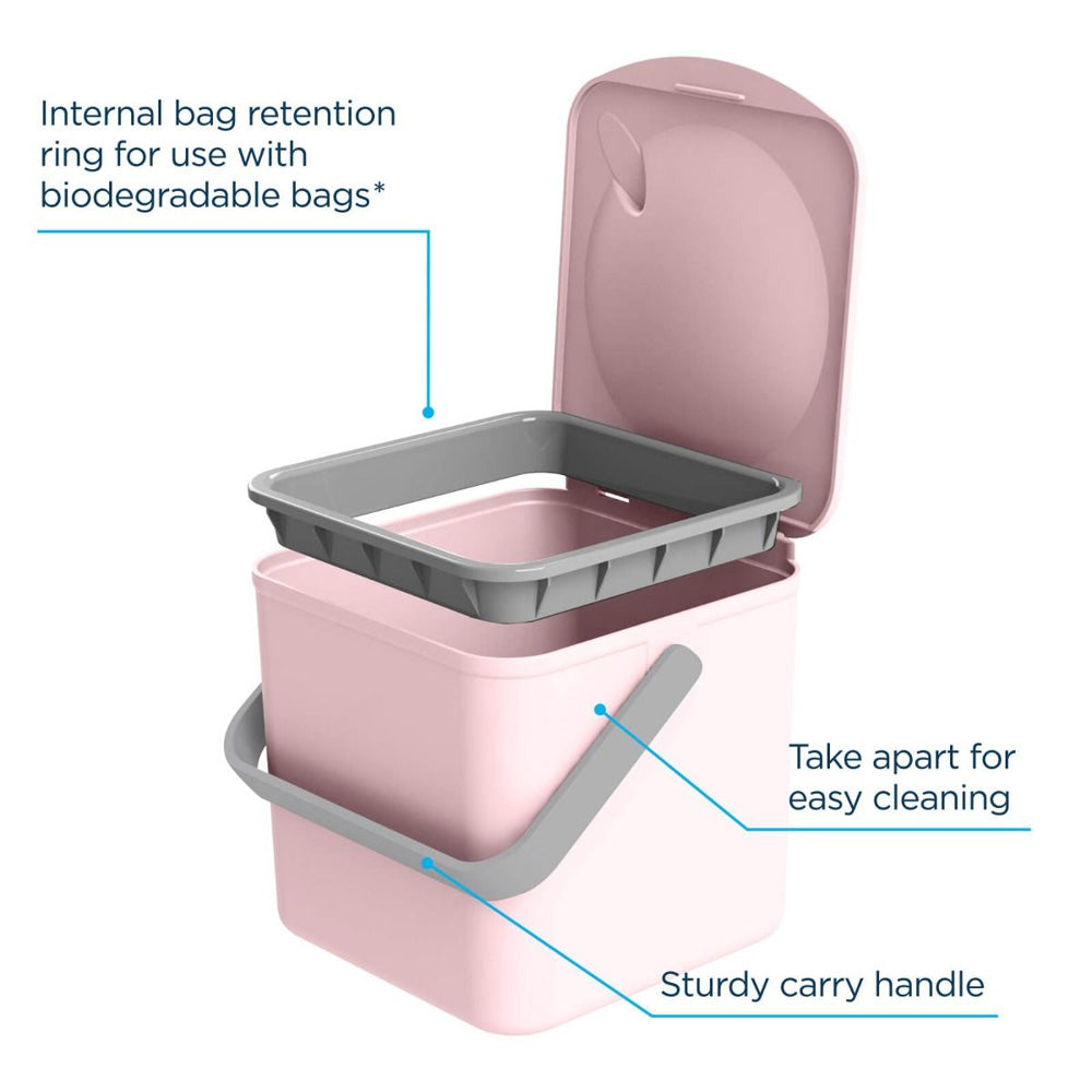 Minky Food Waste Caddy (Compost Bin) - Pink | MNK323874