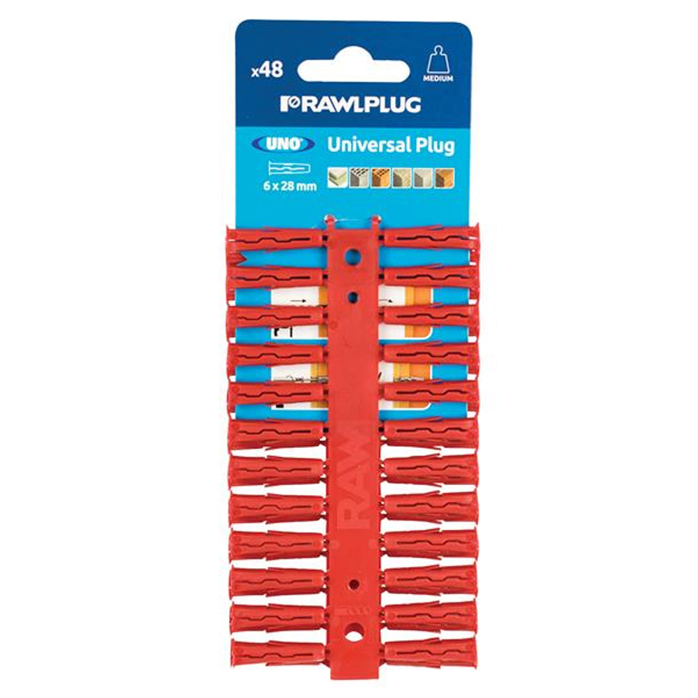 Rawlplug Red Plastic Wall Plugs 6mm Card of 48 | APP8515