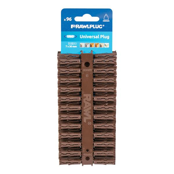 Rawlplug Brown Plastic Wall Plugs 7mm 96 Pack | Fixings