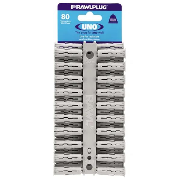 Rawlplug Grey Plastic Wall Plugs 10mm 80 Pack | Fixings