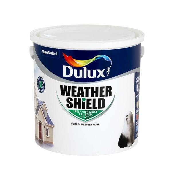 Dulux 2.5 Litre Weathershield Masonry Paint - Brillant White | 5084686