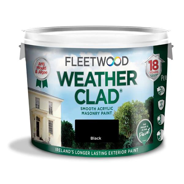 Fleetwood Weatherclad Masonry Paint 10L - Black | Exterior