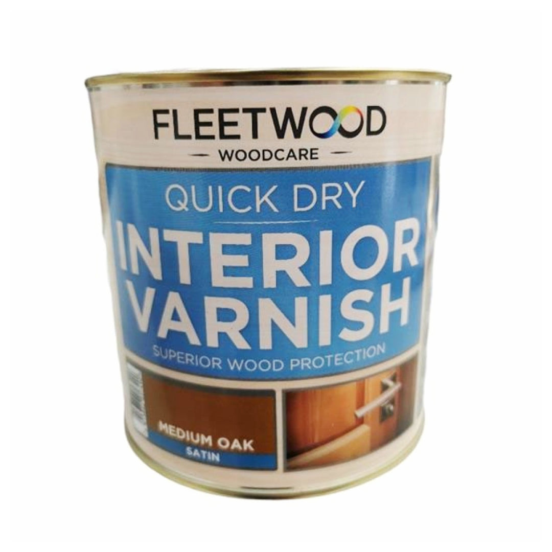 Fleetwood Quick Dry Interior Varnish 1 Litre Satin - Medium Oak | VAQDS01MO