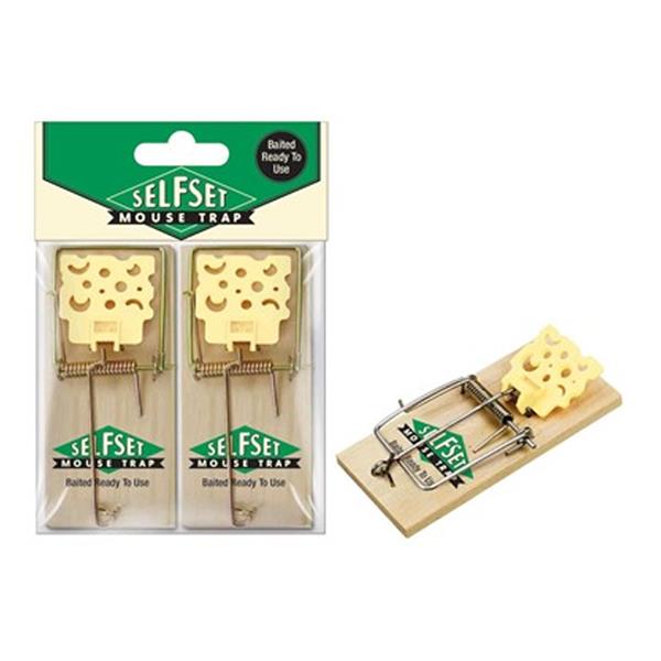 Selfset Baited Wooden Mouse Trap 2 Pack | Snap Trap