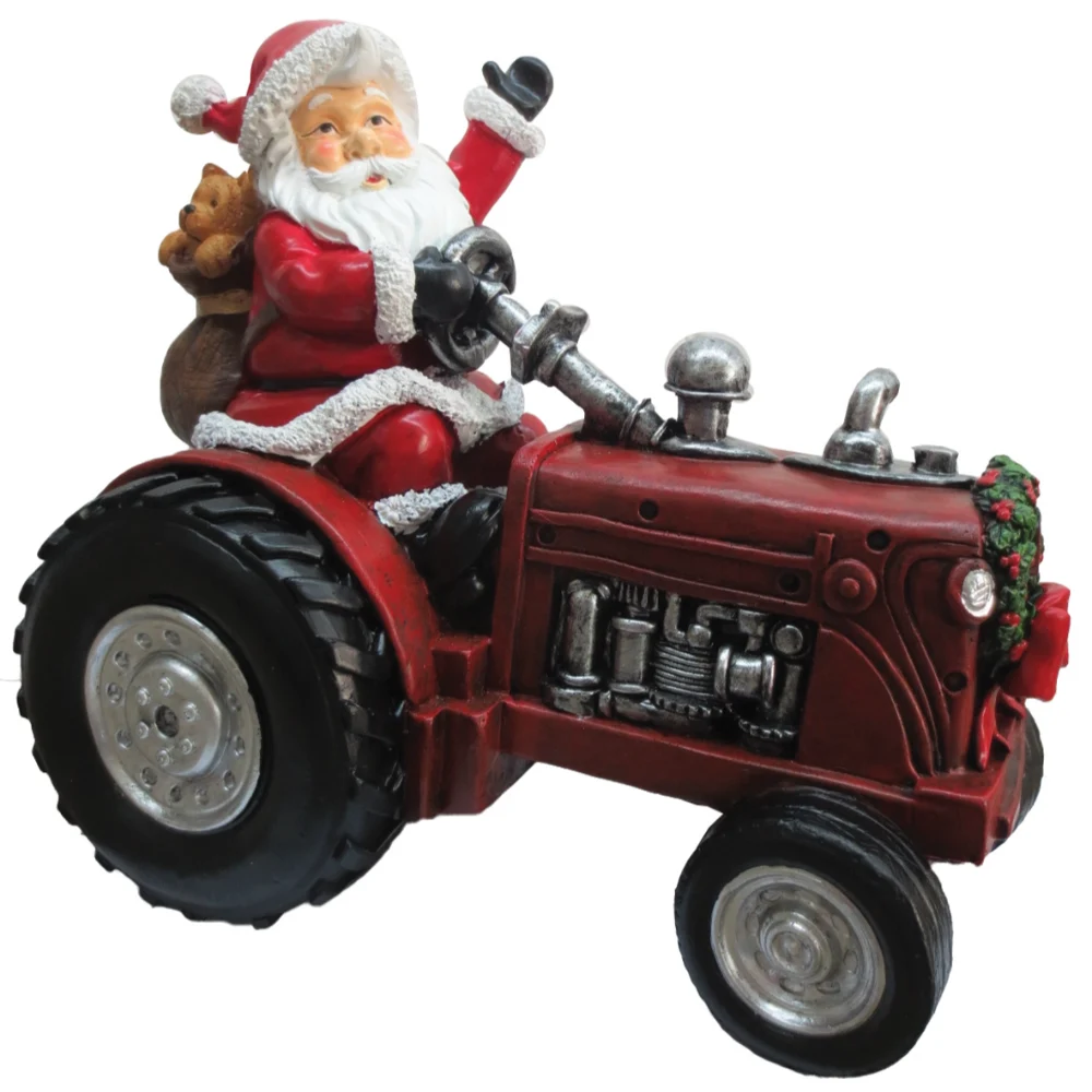 WGP Santa on Vintage Tractor Polyresin - Red | 50152