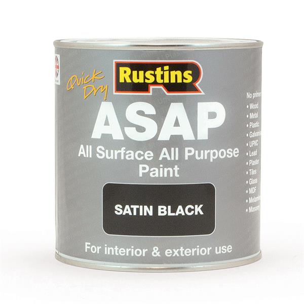 Rustins ASAP All Surface Paint 250ml - Satin Black