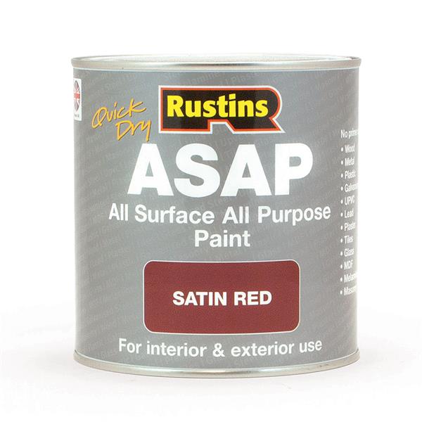 Rustins 500ml ASAP All Surface All Purpose Paint - Satin Red | R480124