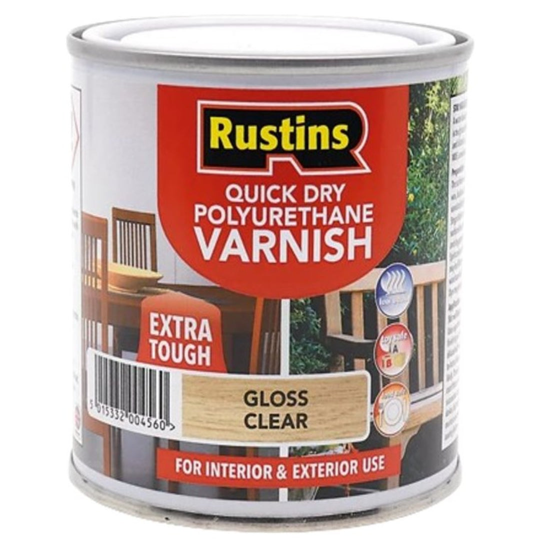 Rustins Quick Drying Polyurethane Varnish Gloss 250ml - Clear | R695005