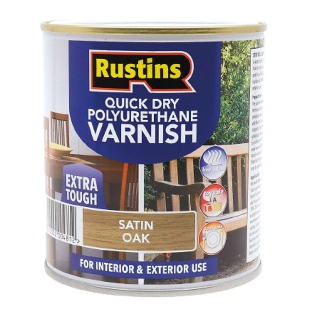 Rustins Quick Drying Polyurethane Varnish Satin 1 Litre - Oak | R695029