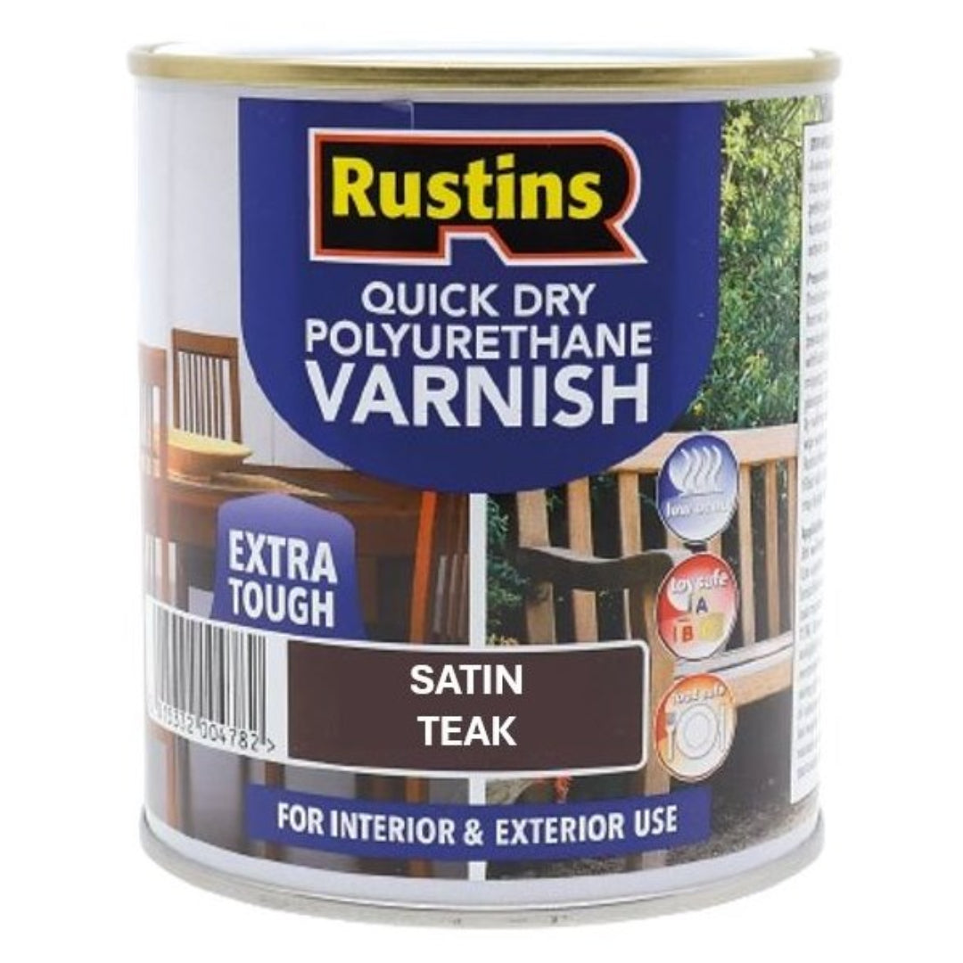 Rustins Quick Drying Polyurethane Varnish Satin 1 Litre - Teak | R6950 ...