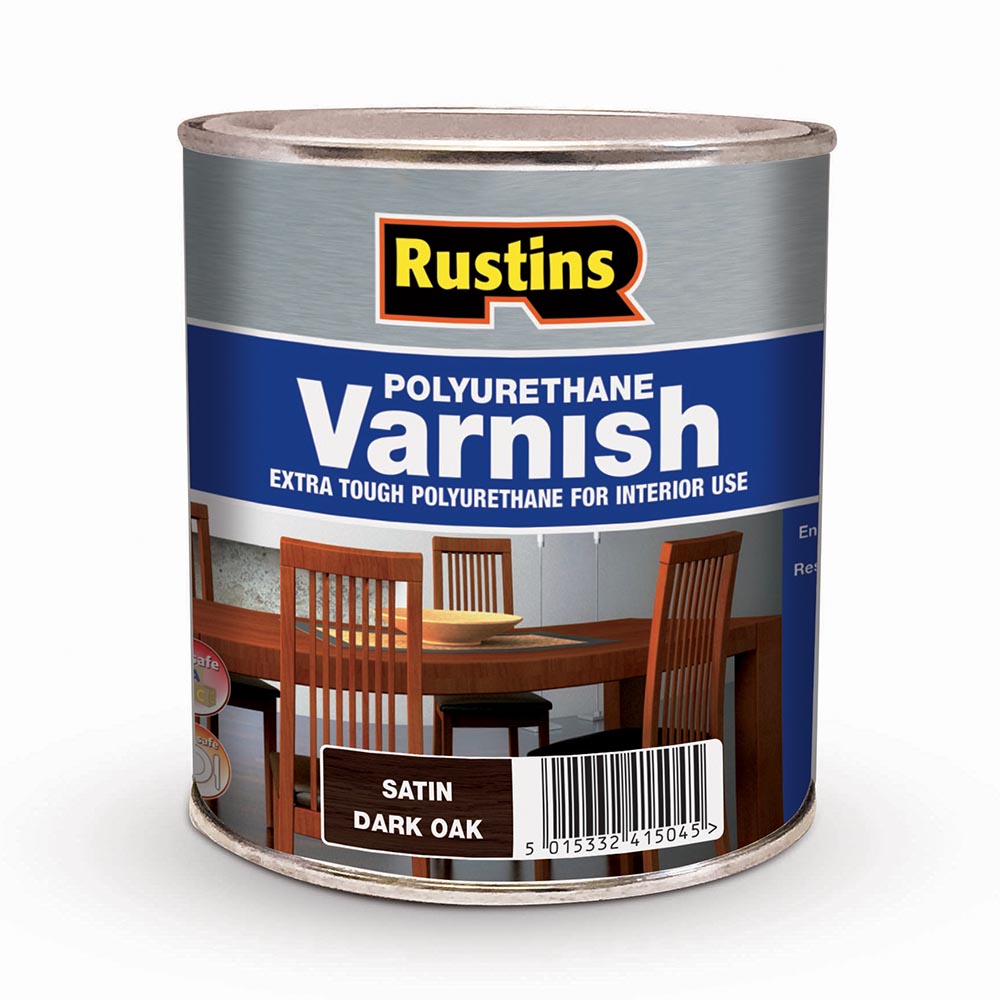 Rustins 1 Litre Polyurethane Satin Varnish - Dark Oak | R436013