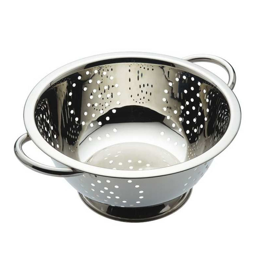 Steelux Deep Colander 24cm stainless steel kitchen strainer with perforated bowl and dual handles for draining pasta and vegetables