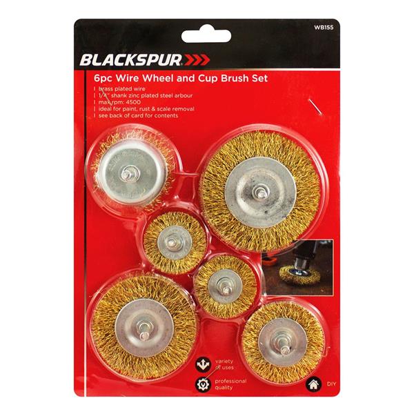 Blackspur 6 Piece Rotary Wire Wheel and Cup Brush Set | WB155 – Heavins