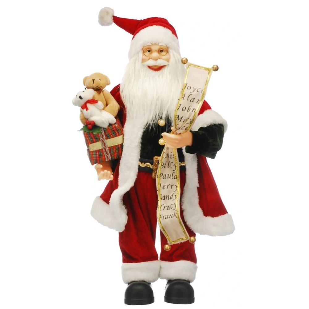 Festive Traditional Red and Gold Standing Santa - 180cm